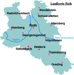 Landkarte des Amtsbezirks Hilpoltstein